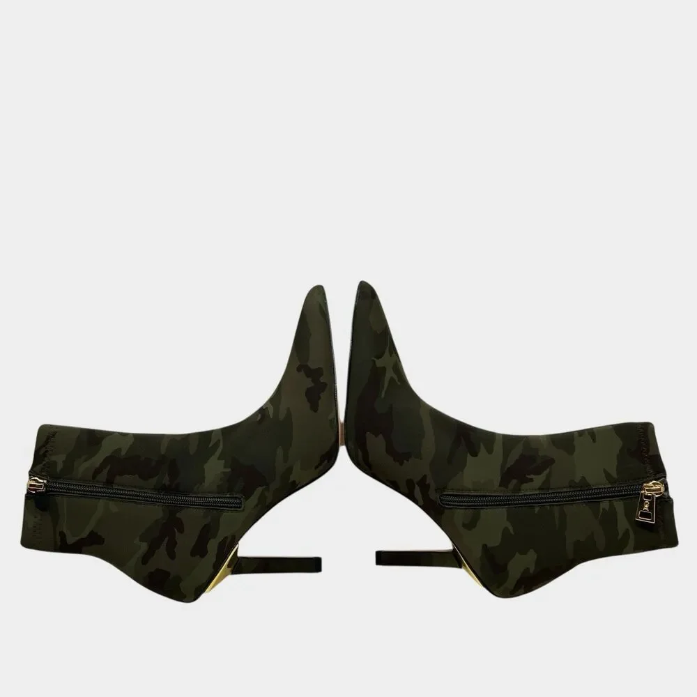 Good American Camo Ankle Boots‎ 7.5 Stretch Fit High Heel Zip